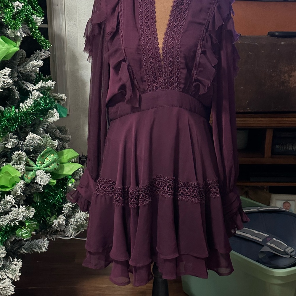 Anthropologie Deep Purple Long Sleeve Dress